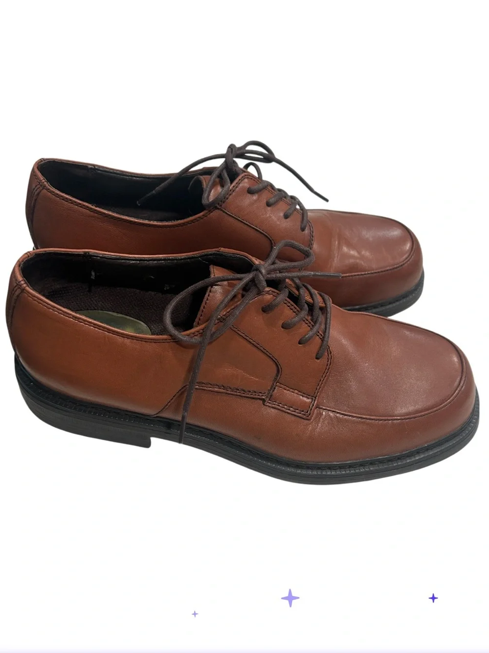 Nunn Bush Men's Brown Leather Comfort Gel Oxford Derby Shoes Size 10